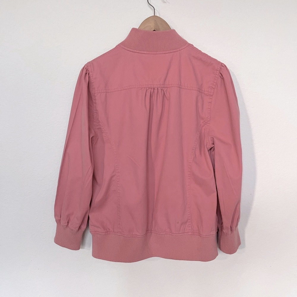 NORI PINK WAIST LENGTH BUTTON DOWN JACKET WITH ELASTIC 3/4 LENGTH SLEEVES - Picture 4 of 10